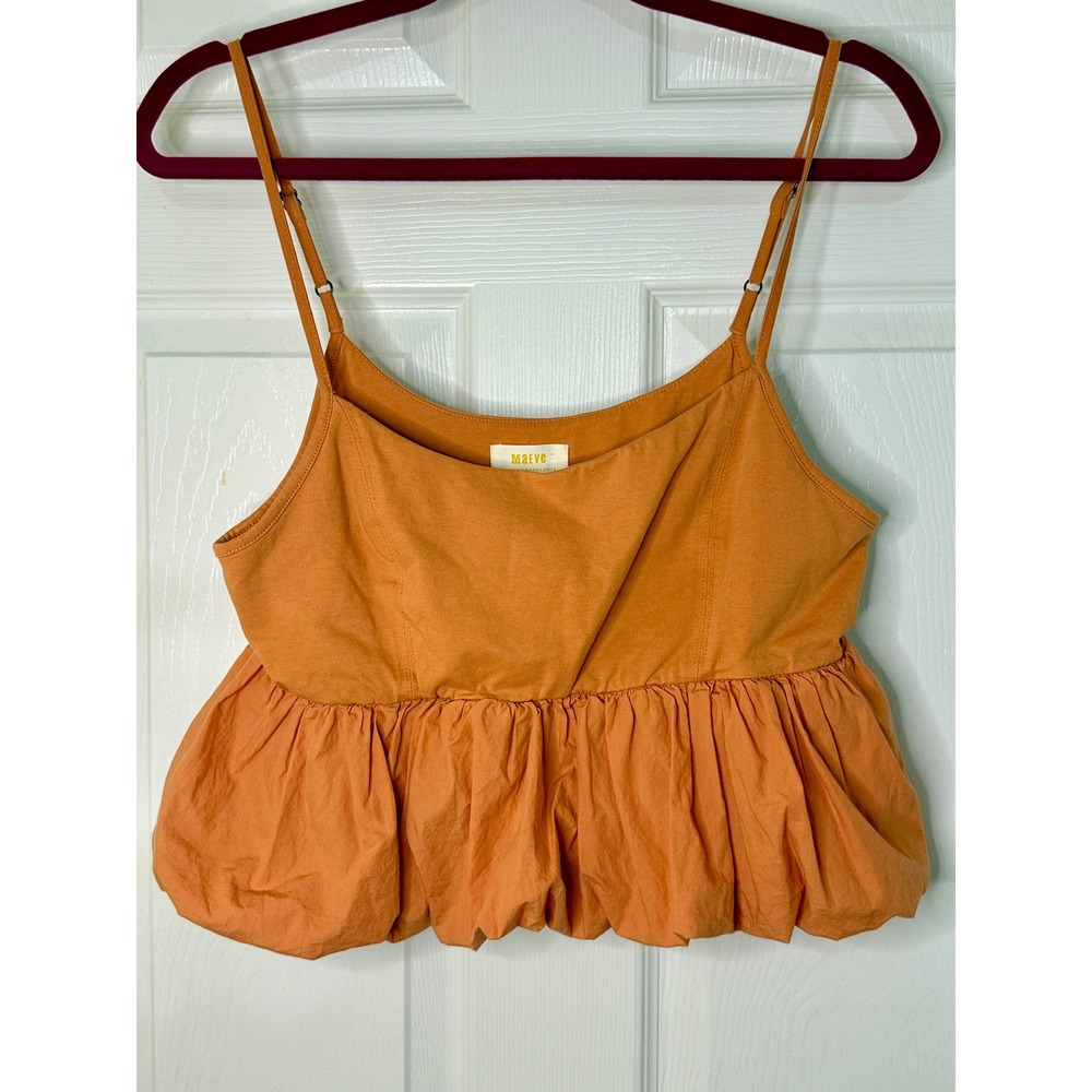 Maeve Anthropologie Peplum Camisole Women Medium Orange Bubble Hem Top
